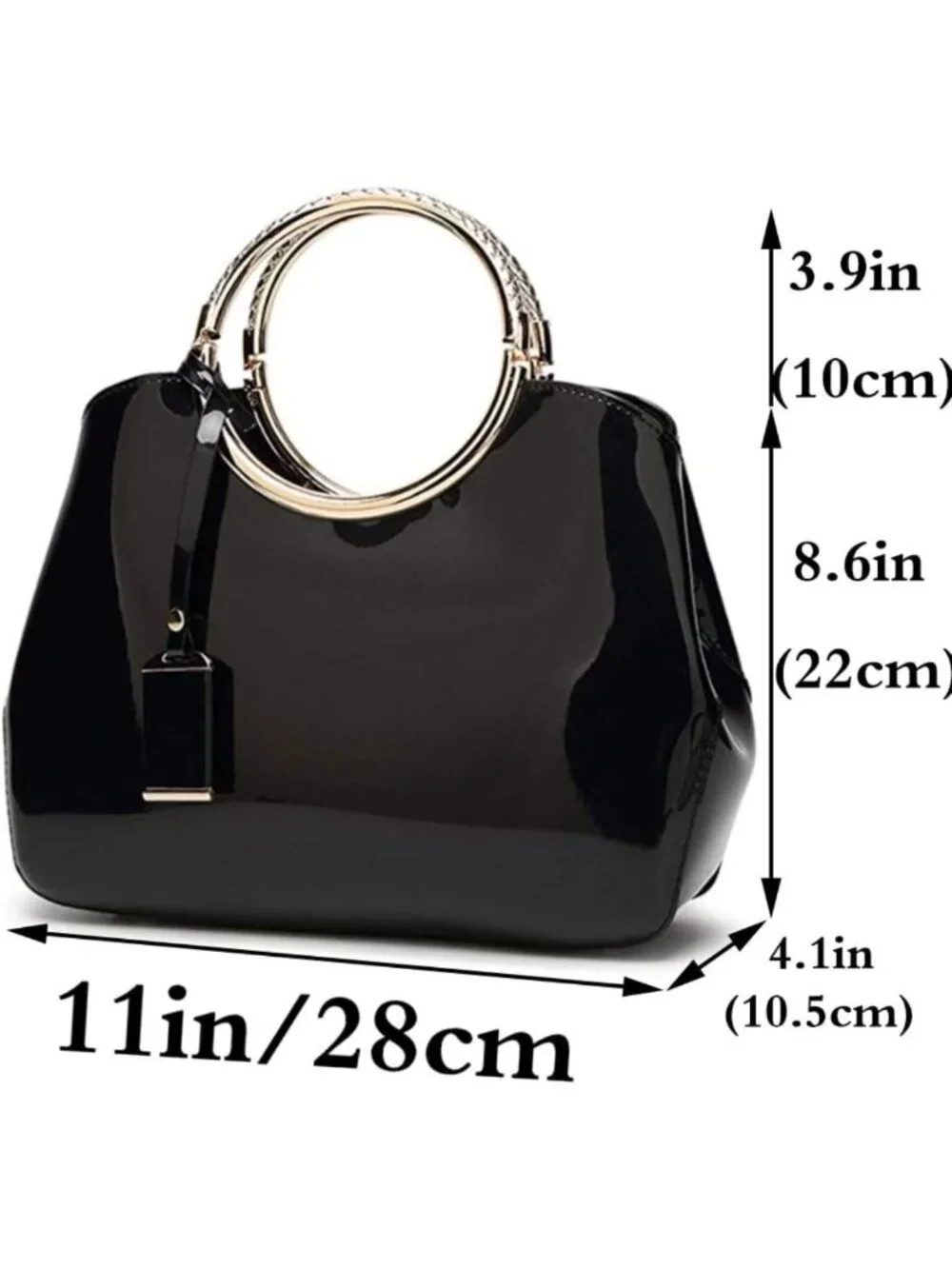 Elegant Patent Leather Tote & Satchel Handbag - Versatile Crossbody & Clutch